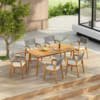 Christopher Knight Home Quinn 7 Pieces Patio Slat Design Acacia Upholstered Dining Set