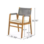 Christopher Knight Home Quinn 7 Pieces Patio Slat Design Acacia Upholstered Dining Set