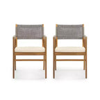 Christopher Knight Home Quinn 7 Pieces Patio Slat Design Acacia Upholstered Dining Set
