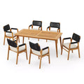 Christopher Knight Home Quinn 7 Pieces Patio Slat Design Acacia Upholstered Dining Set