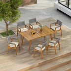 Christopher Knight Home Adeline 7 Pieces Rustic Patio Acacia Upholstered Dining Set