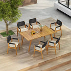 Christopher Knight Home Adeline 7 Pieces Rustic Patio Acacia Upholstered Dining Set