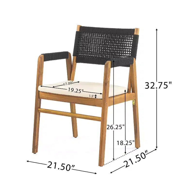Christopher Knight Home Adeline 7 Pieces Rustic Patio Acacia Upholstered Dining Set
