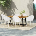 Christopher Knight Home Virella 7 Pieces Outdoor Modern Acacia Wood and Polypropylene Dining Set