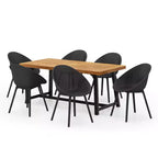 Christopher Knight Home Virella 7 Pieces Outdoor Modern Acacia Wood and Polypropylene Dining Set