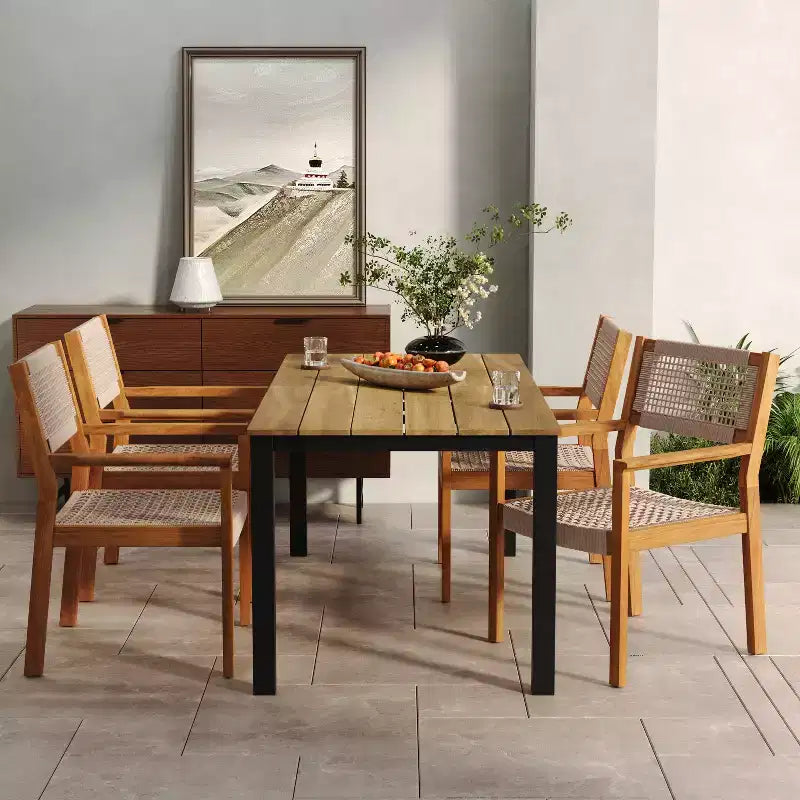 Christopher Knight Home Lysandra 5 pcs Acacia Wood Rope Weave Chairs Dining Set
