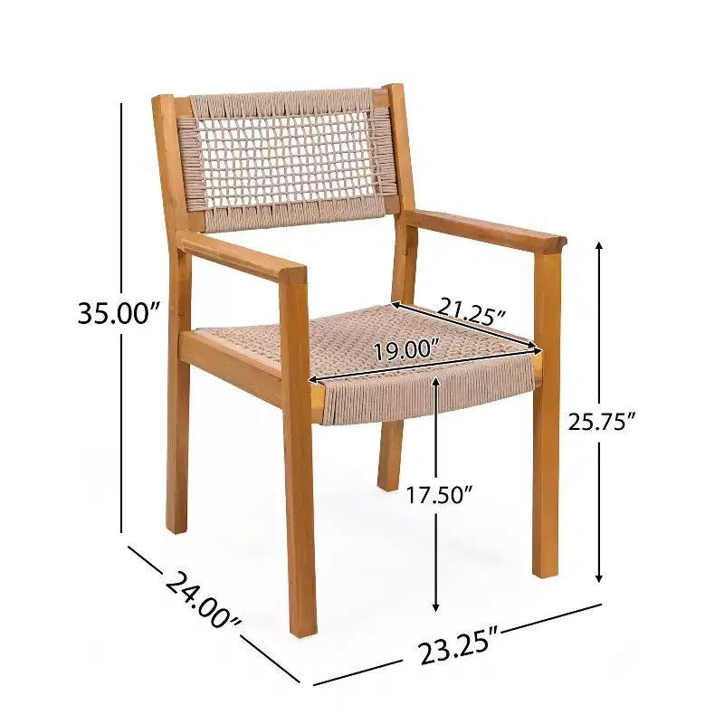 Christopher Knight Home Lysandra 5 pcs Acacia Wood Rope Weave Chairs Dining Set