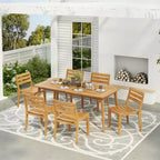 Christopher Knight Home Oasis 7 Pieces Rustic Patio Acacia Wood Dining Set, Teak