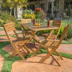 GDFStudio Rabion Outdoor 5 pcs Acacia Wood Foldable Dining Set