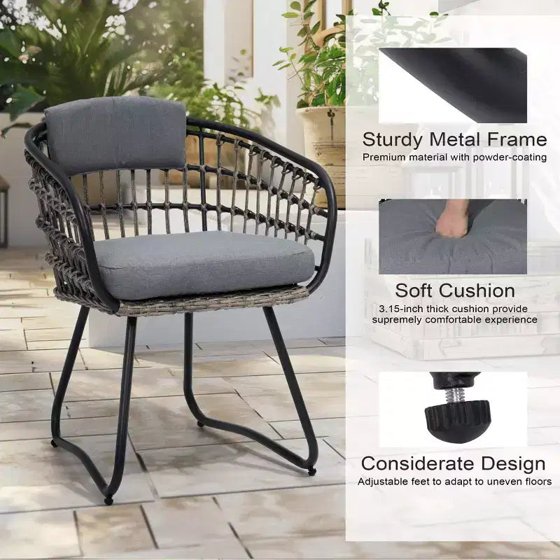 Crestlive Products 9pc Patio Expandable Dining Set Aluminum Outdoor Rectangular Table for 6 to 8 with Ratten Chairs