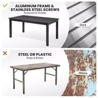 Crestlive Products 9pc Patio Expandable Dining Set Aluminum Outdoor Rectangular Table for 6 to 8 with Ratten Chairs