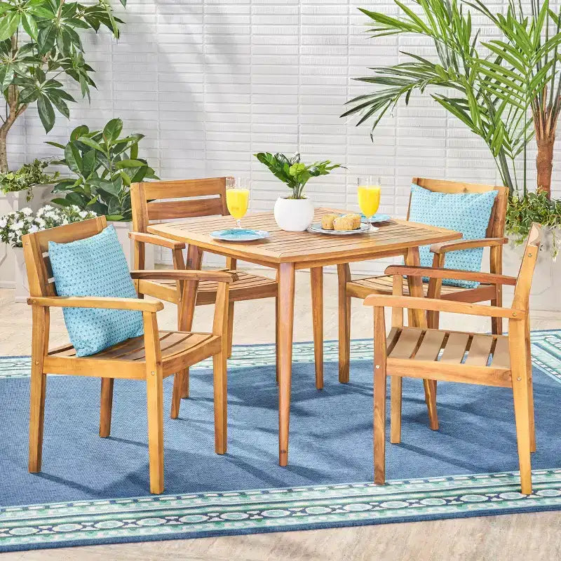 Christopher Knight Home Lenny Outdoor Acacia Wood 5 Piece Dining Set