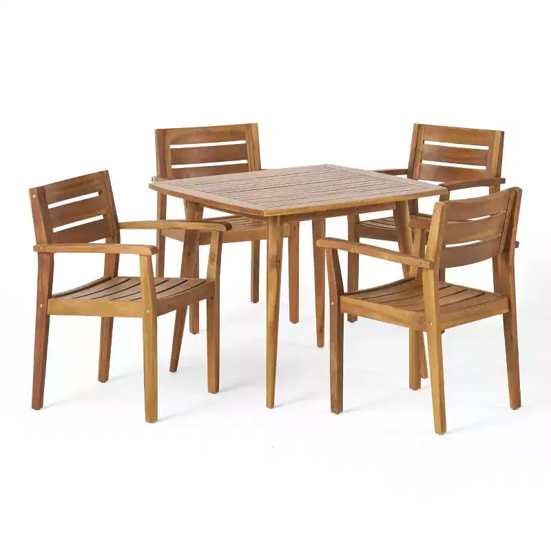 Christopher Knight Home Lenny 5-teiliges Outdoor-Esszimmer-Set aus Akazienholz