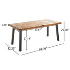 Christopher Knight Home Safire Outdoor Acacia Wood 7 Piece Dining Set with Cushion