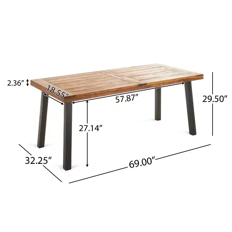 Christopher Knight Home Safire Outdoor Acacia Wood 7 Piece Dining Set with Cushion