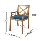 Christopher Knight Home Safire Outdoor Acacia Wood 7 Piece Dining Set with Cushion