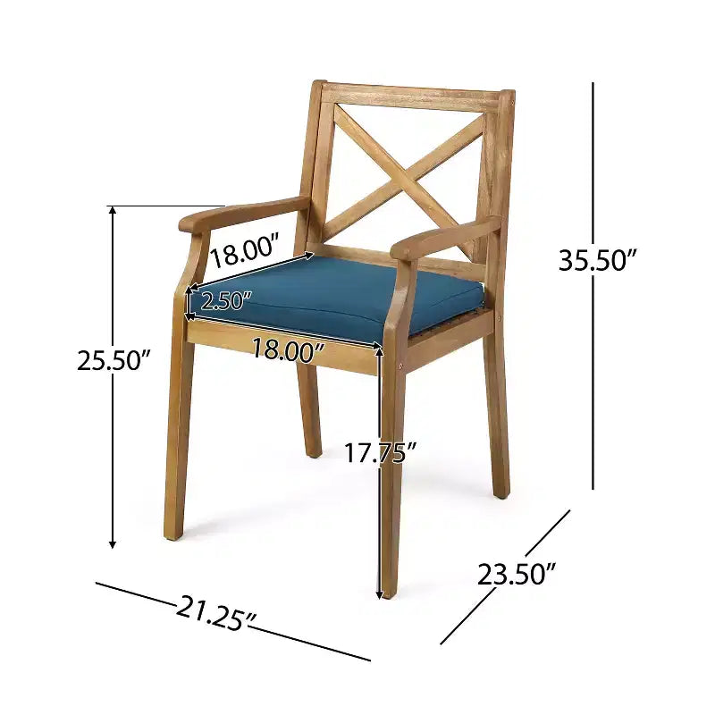 Christopher Knight Home Safire Outdoor Acacia Wood 7 Piece Dining Set with Cushion