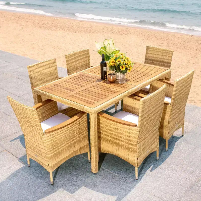 Ashwin Dining Set - Indoor/Outdoor - PAT7717 - Natural/White - Safavieh