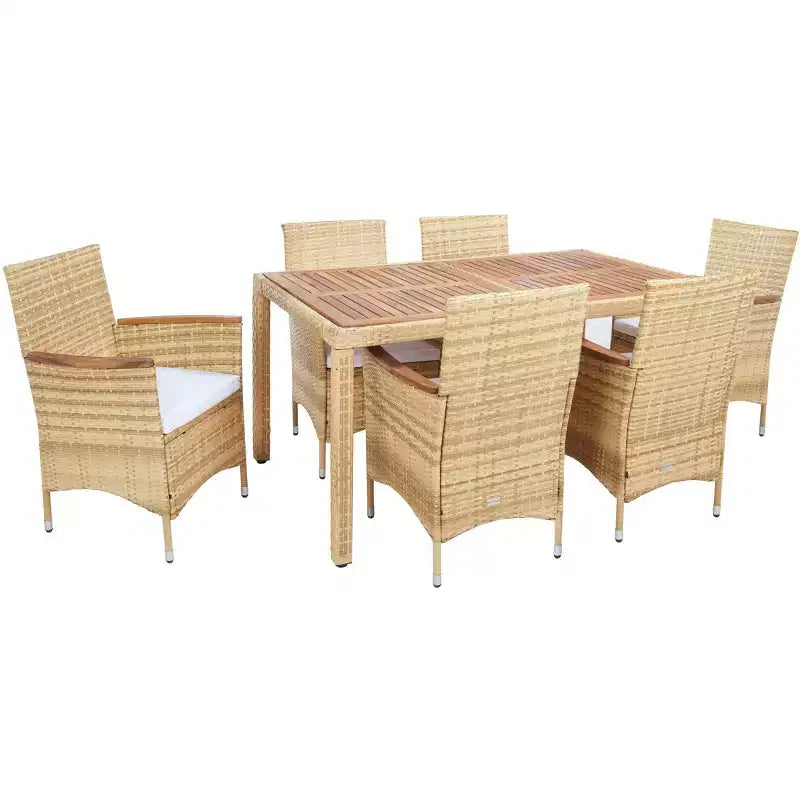 Ashwin Dining Set - Indoor/Outdoor - PAT7717 - Natural/White - Safavieh