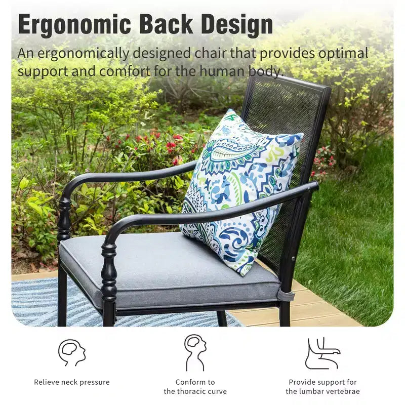 Captiva Designs 9pc Patio Dining Set with Spacious Slat-top Square Metal Table & Steel Frame Chairs