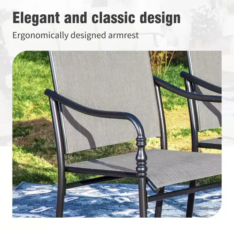 Captiva Designs 9pc Patio Dining Set with Spacious Slat-top Square Metal Table & Steel Frame Chairs