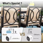 Captiva Designs 9pc Spacious Slat-top Square Metal Table & Rattan Metal Chairs with Thick Cushions