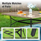 Captiva Designs 9pc Patio Dining Set with Spacious Slat-top Square Metal Table & Beige Rattan Chairs