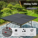 Captiva Designs 9pc Patio Dining Set with Spacious Slat-top Square Metal Table & Beige Rattan Chairs