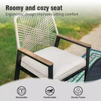 Captiva Designs 9pc Patio Dining Set with Spacious Slat-top Square Metal Table & Beige Rattan Chairs