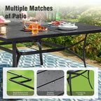 Captiva Designs 9pc Patio Slat-top Square Metal Dining Table & Stackable Textilene Aluminum Chairs