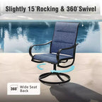 Captiva Designs 5pc Patio Wood-look Square Dining Table with Umbrella Hole & Textilene Swivel Chairs