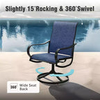 Captiva Designs 5pc Patio Wood-look Square Dining Table with Umbrella Hole & Textilene Swivel Chairs