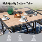 Captiva Designs 6pc Outdoor Patio Square Steel Dining Table with Stackable Metal Chairs and Market Umbrella