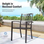 Captiva Designs 6pc Outdoor Patio Square Steel Dining Table with Stackable Metal Chairs and Market Umbrella