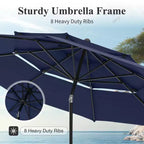 Captiva Designs 6pc Outdoor Patio Square Steel Dining Table with Stackable Metal Chairs and Market Umbrella