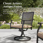 Captiva Designs 9pc Patio Adjustable Steel Rectangle Dining Table & Metal Chairs with Bull's Eye Pattern