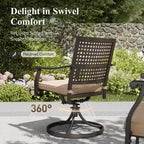Captiva Designs 9pc Patio Adjustable Steel Rectangle Dining Table & Metal Chairs with Bull's Eye Pattern