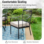 Captiva Designs 9pc Patio Dining Set with Slat-top Adjustable Steel Rectangle Table & Stylish Metal Arm Chairs