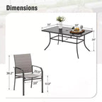 Captiva Designs 7pc Patio Dining Set with Slat-top Rectangle Table & Sling Fixed Dining Chairs