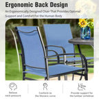 Captiva Designs 7pc Patio Dining Set with Slat-top Rectangle Table & Sling Fixed Dining Chairs