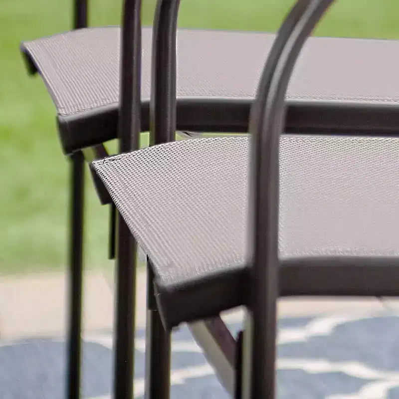 Captiva Designs 7pc Patio Dining Set with Slat-top Rectangle Table & Sling Fixed Dining Chairs