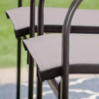 Captiva Designs 7pc Patio Dining Set with Slat-top Rectangle Table & Sling Fixed Dining Chairs
