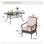 Captiva Designs 7pc Patio Dining Set with Rectangle Steel Table & Rattan Metal Arm Chairs