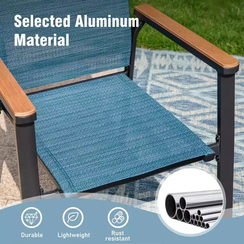 Captiva Designs 7pc Patio Dining Set with Rectangular Steel Table & Aluminum Frame Textilene Chairs