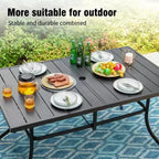 Captiva Designs 7pc Patio Dining Set with Rectangular Steel Table & Aluminum Frame Textilene Chairs