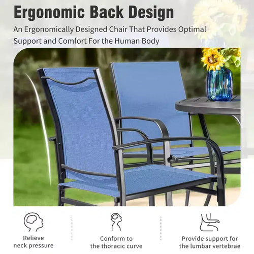 Tavolo rettangolare in acciaio da giardino Captiva Designs, set da pranzo da 7 pezzi, con traversa a forma di C e sedie fisse con seduta in sling