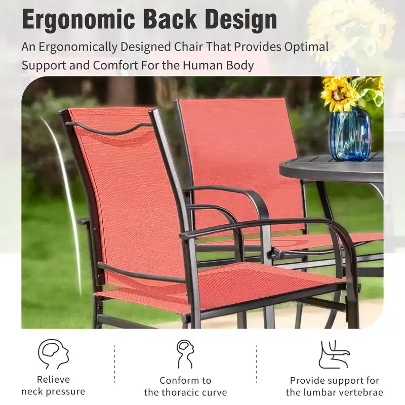 Captiva Designs 7pc Patio Dining Rectangle Steel Table with C-shaped Cross Bracket & Sling Fixed Chairs