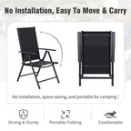 Captiva Designs 6pc Patio Slat-top Square Table & Textilene Reclining Foldable Chairs & Market Umbrella