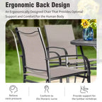 Captiva Designs 7pc Outdoor Patio Wood-look Slatted Top Steel Dining Table & Sling Fixed Chairs