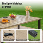 Captiva Designs 7pc Outdoor Patio Wood-look Slatted Top Steel Dining Table & Sling Fixed Chairs